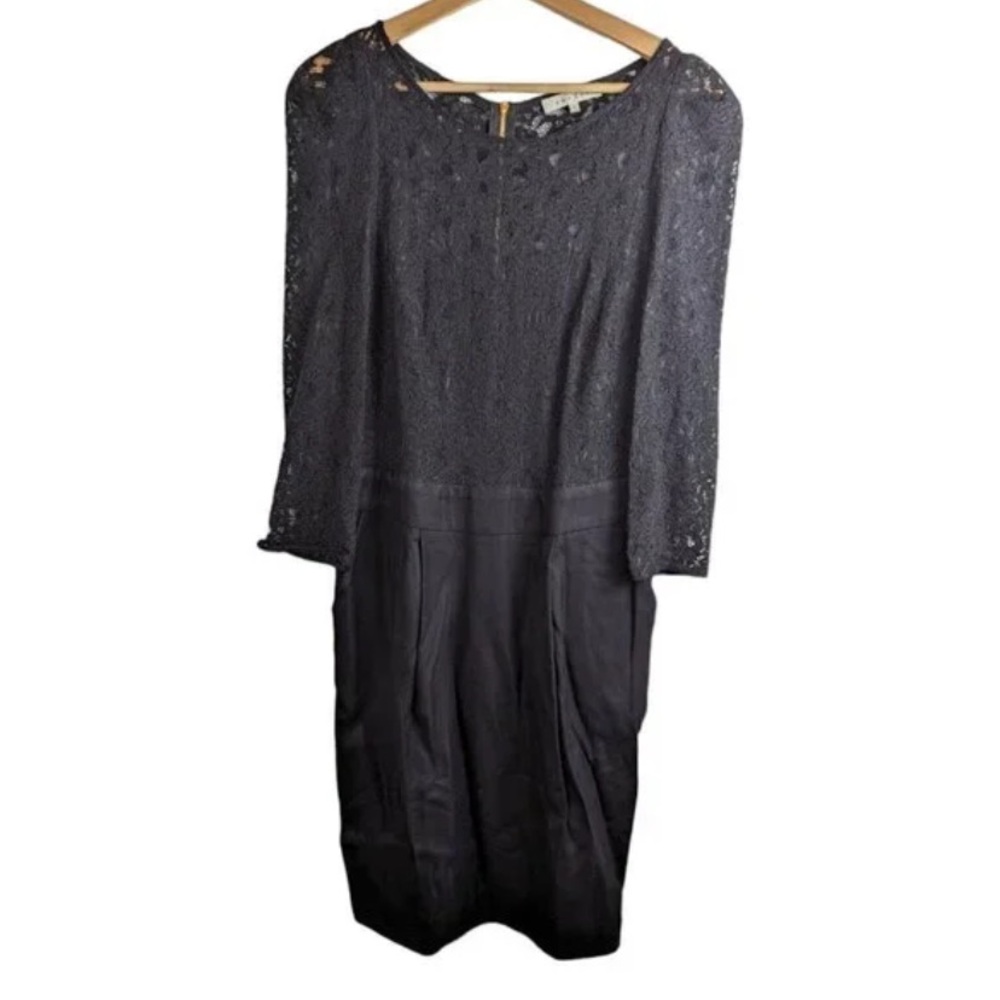 Sandro black 3/4 sleeve black sheath dress. Made in France.